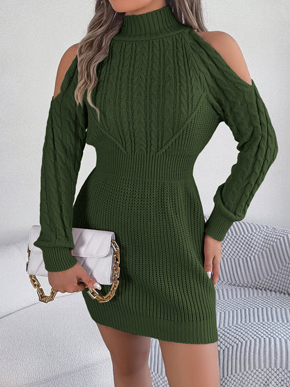 Robe en Maille Ajustée à Col Montant pour Femme